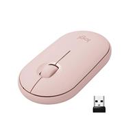 Logitech Pebble Draadloze muis met Bluetooth of 2.4 GHz-ontvanger, stille en slanke computermuis met stil klikken, voor laptop/notebook/iPad/pc/Mac/Chromebook - Roze