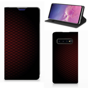 Samsung Galaxy S10 Hoesje met Magneet Geruit Rood