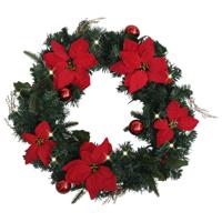 vidaXL Kerstkrans met LED-lampjes 60 cm PVC groen