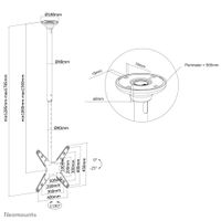 Neomounts FPMA-C340BLACK TV-plafondbeugel In hoogte verstelbaar 81,3 cm (32) - 190,5 cm (75) Zwenkbaar, Roteerbaar, Kantelbaar - thumbnail