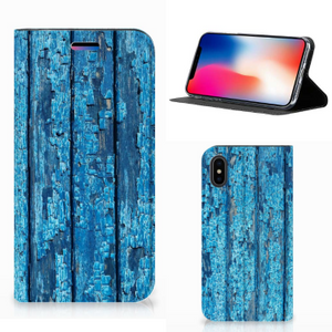 Apple iPhone X | Xs Book Wallet Case Wood Blue