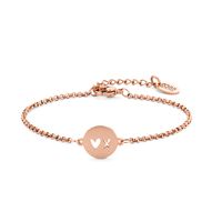 CO88 Collection Inspirational 8CB 90415 Stalen Armband met Hanger - X Heart 10 mm - Lengte 16,5 + 3 cm - Rosékleurig - thumbnail