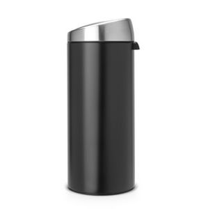 Brabantia Touch Bin, 30L Rond Kunststof, Roestvrijstaal Zwart