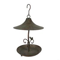 Clayre & Eef Vogelvoederhuisje Ø 27x 35 cm Bruin Groen Ijzer Voerbak Vogel