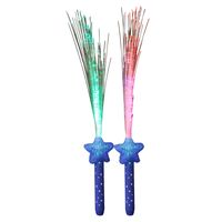 Licht toverstaf - 2x - blauw - magische LED verlichting - fiberstick stervormig