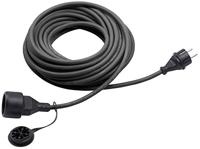 Meister 7435720 Verlengstuk met randaarde, 25 m kabel, zwart, rubberen slang, IP44 voor buiten, koppeling met aanraakbeveiliging, Schuko-verlenging, 7435720