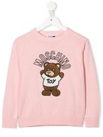 Moschino Kids pull en coton mélangé à logo brodé - Rose - thumbnail