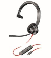 POLY 3310 Headset Bedraad Hoofdband Oproepen/muziek USB Type-C Zwart