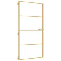 vidaXL Binnendeur smal 102,5x201,5 cm gehard glas en aluminium goud, opdekdeur, paneeldeur, badkamerdeur, binnen deur, slaapkamerdeur