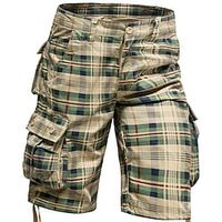 Voor heren Cargoshorts Korte broek korte broek Zak Ruitjes Comfort Ademend Buiten Dagelijks Uitgaan Casual Groot en klein Groen Khaki Lightinthebox