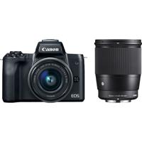 Canon EOS M50 Zwart + 15-45mm IS STM + Sigma 16mm f/1.4 DC DN