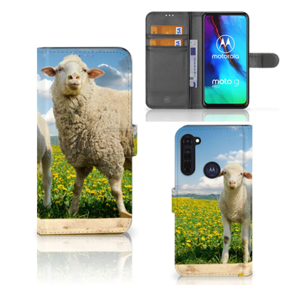 Motorola Moto G Pro Telefoonhoesje met Pasjes Schaap en Lammetje