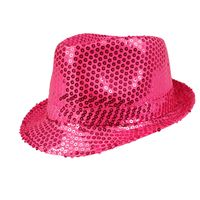 Disco hoed pailletten hot pink