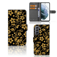 Samsung Galaxy S21 FE Hoesje Gouden Bloemen - thumbnail