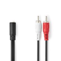 Nedis Stereo-Audiokabel | 2x RCA Male | 3,5 mm Female | 0.2 m | 1 stuks - CAGB22255BK02 CAGB22255BK02