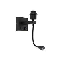 QAZQA - Moderne wandlamp zwart met flexarm - Brescia Combi | Woonkamer | Slaapkamer | Keuken - Metaal - E27 LED inbegrepen - Max. 1 x 1 Watt