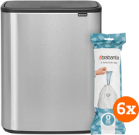 Brabantia Bo Touch Bin 2 x 30 Liter Rvs Fingerprint Proof + Vuilniszakken (120 stuks)