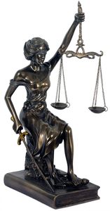 Beeld Godin Vrouwe Justitia Bronskleurig -  30 cm