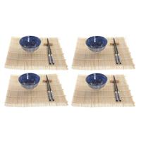 Sushi-set DKD Home Decor 14,5 x 14,5 x 31 cm Zwart Blauw Keramiek Orientaals (16 Onderdelen)
