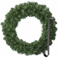 Kerstkrans 60 cm - groen - met zwarte hanger/ophanghaak - kerstversiering