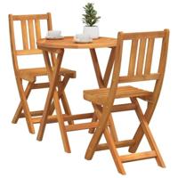 vidaXL 3-delige Vouwbare Bistro Set van Massief Acaciahout | Ronde Tafel met 2 Stoelen | Buiten Eten | Eigentijds Design | Eenvoudig op te bergen | Ideaal voor Balkons | Compacte Tuinmeubels