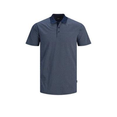 JACK & JONES PREMIUM regular fit polo JPRBLABLACKBURN met all over print donkerblauw