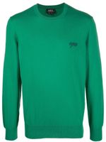 A.P.C. sweat en coton à logo brodé - Vert