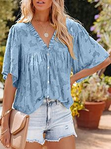 Plain Loose Casual V Neck Shirt