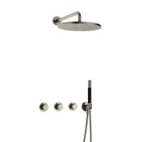 Hotbath Cobber IBS70 Regendoucheset inbouw - 38.5cm wandarm - 30cm ronde hoofddouche - staafhanddouche - nikkel geborsteld IBS70GN5