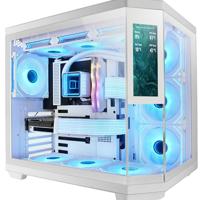 Mars Gaming MC-3TCORELCD ATX Gaming Case, 7,2” IPS-scherm aanpasbaar, drievoudig uitneembaar gehard glas, dubbele zijkamerstructuur, ondersteuning voor vloeistofkoeling tot 360mm, wit