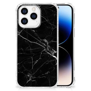 iPhone 14 Pro Anti-Shock Hoesje Marmer Zwart - Origineel Cadeau Vader