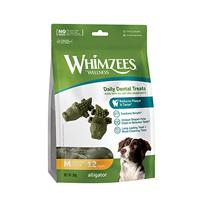 WHIMZEES By Wellness Krokodil, grootte M, 12 stuks, kauwsnacks voor tandverzorging, grote honden (18-27kg), natuurlijke tandverzorgingssnack, graanvrij, zonder toegevoegde suikers