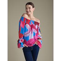 Off-shoulder blouse van chiffon met elastische manchetten en bloemen Lightinthebox - thumbnail