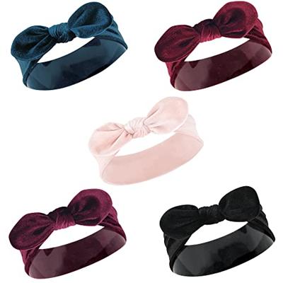 Hudson Baby Infant Girl Cotton and Synthetic Headbands, Velvet Knot, 0-24 Months