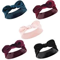 Hudson Baby Infant Girl Cotton and Synthetic Headbands, Velvet Knot, 0-24 Months