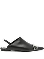 Diesel logo-plaque leather mules - Noir - thumbnail