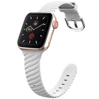 By Qubix - Siliconen 'Twist' bandje - Wit - Compatible met Apple Watch 44mm / 45mm / 46mm / 49mm - Compatible Apple watch bandjes