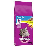 WHISKAS Kippenbrokjes voor volwassen katten, gesteriliseerd, 14 kg, verpakking kan variëren