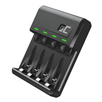 Green Cell VitalCharger Ni-MH AA R6 Mignon en AAA R03 batterijlader met Micro USB- en USB-C-poorten, 4-kanaals oplaadsysteem, LED-signalering.