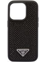 Prada coque d'iPhone 14 Pro Max à plaque logo - Noir - thumbnail