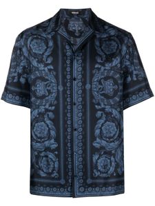 Versace chemise en soie à imprimé baroque - Bleu