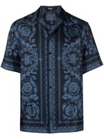 Versace chemise en soie à imprimé baroque - Bleu - thumbnail