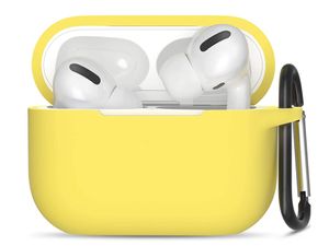 Hoesje geschikt voor Apple Airpods Pro - Softcase - Sleutelhanger - Cover - Extra dun - Siliconen - Geel