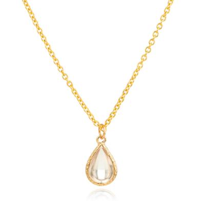 Verstelbare Ketting met Transparant en Goudkleurige Waterdruppel Hanger Verstelbare Ketting met Transparant en Goudkleurige Waterdruppel Hanger