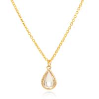 Verstelbare Ketting met Transparant en Goudkleurige Waterdruppel Hanger