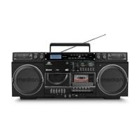 MEDION P66538 Cassetterecorder (retro boombox met cd-speler, jaren 80, groot, USB, SD, cd, cassette MC, DAB+ radio telescopische antenne, Bluetooth, cassettedeck, opnamefunctie, werkt op batterijen)