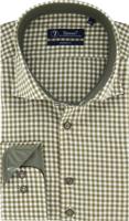 Sleeve7 Heren Overhemd Groen Twill Ruit Modern Fit
