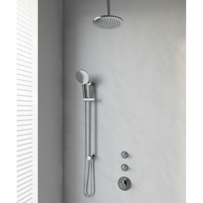 Regendoucheset Inbouw Plafond Brauer 20cm Rond Glans Chroom 3 Greeps Thermostaatkraan Glijstang en Staafhanddouche