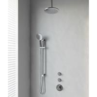 Regendoucheset Inbouw Plafond Brauer 20cm Rond Glans Chroom 3 Greeps Thermostaatkraan Glijstang en Staafhanddouche