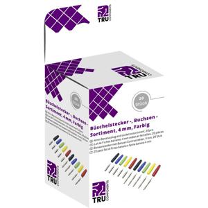 TRU COMPONENTS Assortiment laboratoriumconnectoren Stekker, recht, Koppeling, recht Stift-Ø: 4 mm Zwart, Rood, Blauw, Geel, Groen 20 onderdelen